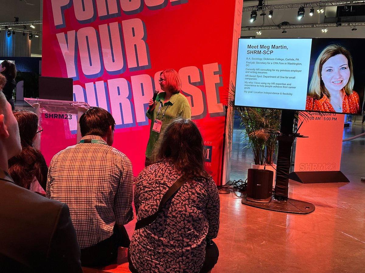 SHRM's tweet photo. ππ₯ Ready to level up your resume game? Founder and Principal Consultant of HRMeg, Meg McCormick Martin, joins us at SHRM23 to break down how to make an effective resume. #SHRMStudent https://t.co/JqEt3Bhq8Q