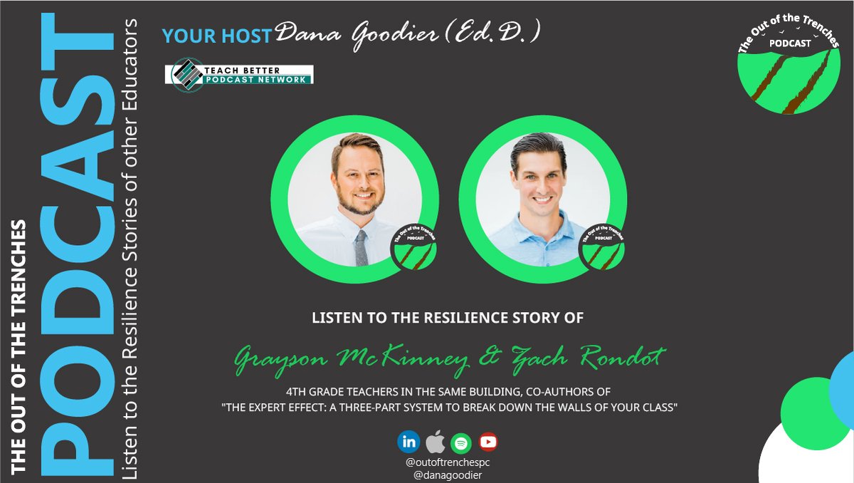OutofTrenchespc's tweet photo. Read the #show notes from the latest #podcast episode with #teachers and #authors @GMMcKinney &amp; @MrRondot  https://t.co/lODn3Mdzo5 https://t.co/NYxJFWs46t