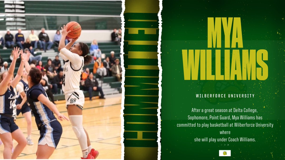 Mya Williams 5'5"/guard has committed to Wilberforce University WBB
* Delta College (University Center, MI)
* Grand Blanc H.S. (MI)