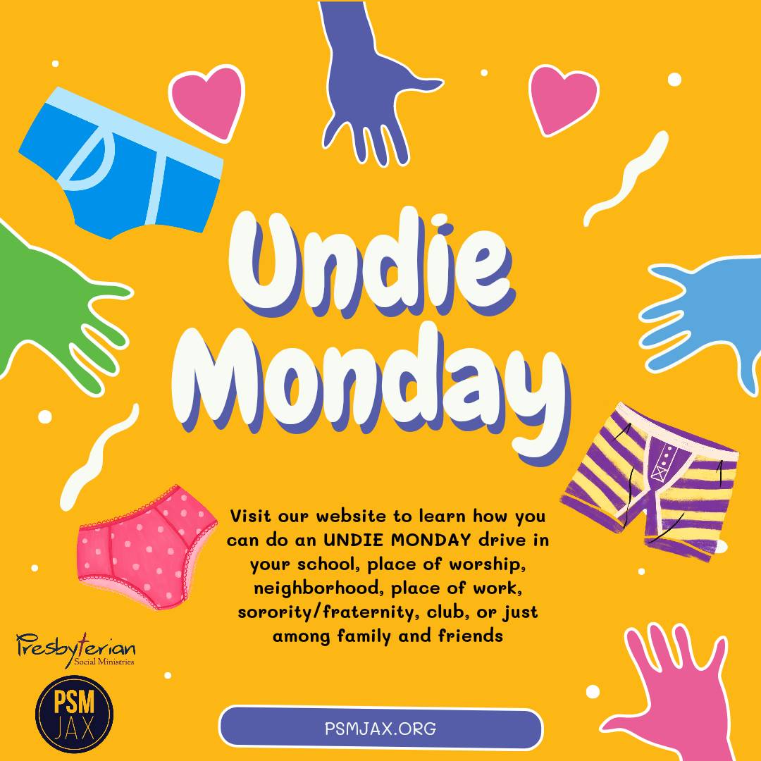 PSMJAX's tweet photo. Happy Undie Monday!! We encourage you to participate in an undie drive in your place of work, worship, neighborhood, or school to benefit those in need in our community. 

https://t.co/R0JxGpbe46

#PSMJax #UndieDrive #UndieMonday #Support #Donate https://t.co/tSfj8oHXx6
