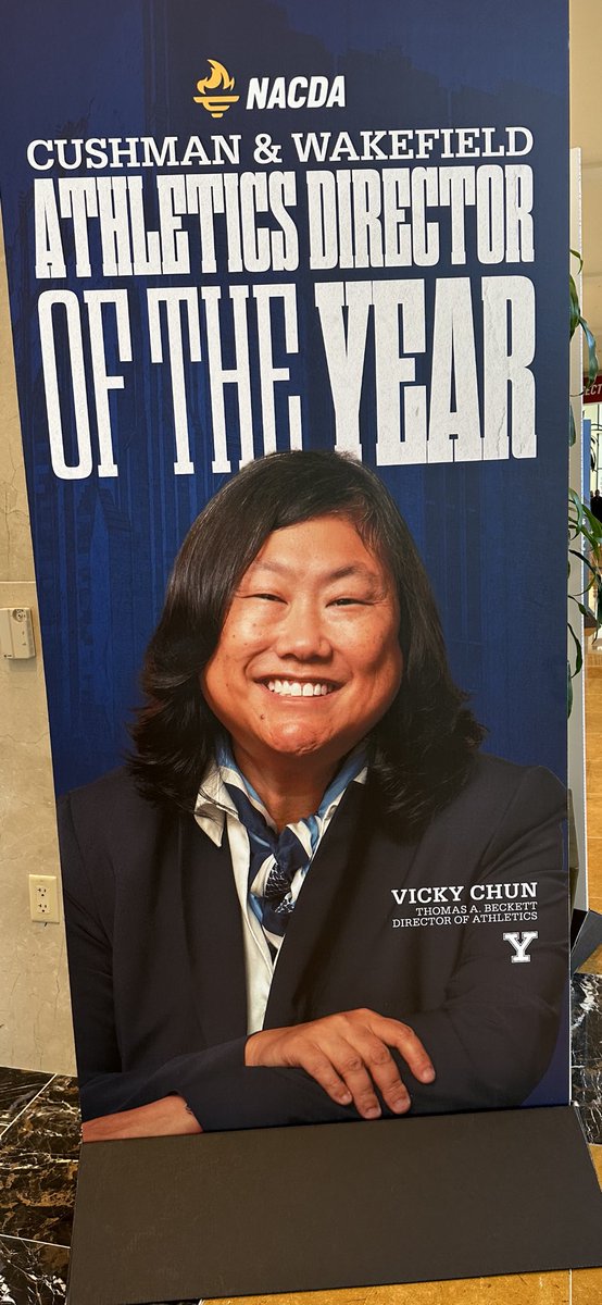 LEADING THE WAY. 👏👏👏

This week, <a href="/Yale/">Yale University</a> Thomas A. Beckett Director of Athletics Vicky Chun is being honored as the <a href="/CushWake/">Cushman & Wakefield</a> Athletics Director of the Year at <a href="/NACDA/">NACDA</a>. 

Thank you for your commitment and contributions to <a href="/YaleAthletics/">Yale Athletics</a> and the entire Ivy League, Vicky! 🌿