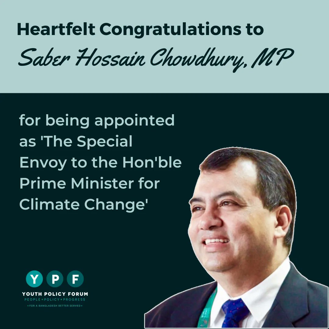 ypfbd's tweet photo. Big Congratulations @saberhc! Saber Hossain Chowdhury has been one of the earliest patrons of YPF. He's a mentor in our #GovernanceApprenticeship initiative where he mentored many youth in policymaking. 

We wish him all the best in his future efforts. #YPFCelebrates 👏 https://t.co/0RXeuK4wkH