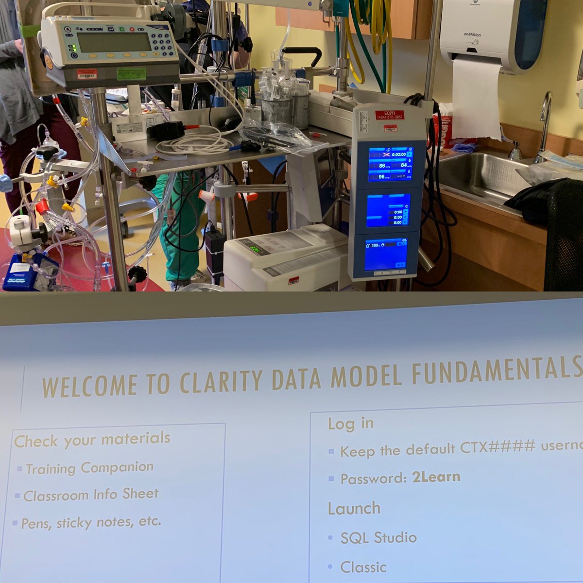 What does it mean to balance an informatics role while trying to keep you clinical skills? It means Sunday I was preventing a patient from going on #ecmo and Monday I’m learning about the #Epic Clarity Data Model. It’s a wild life but grateful for the opportunities!