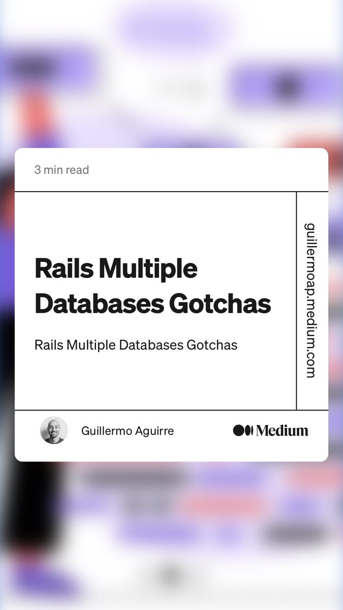 guillermoap_'s tweet photo. If you ever wondered what can ActiveRecord do when handling distributed transactions, I’ve just published an article detailing its shortcomings.

#rubyonrails #multipledatabases #activerecord

https://t.co/JbuzGtrb6I https://t.co/xmWvvSJqWT