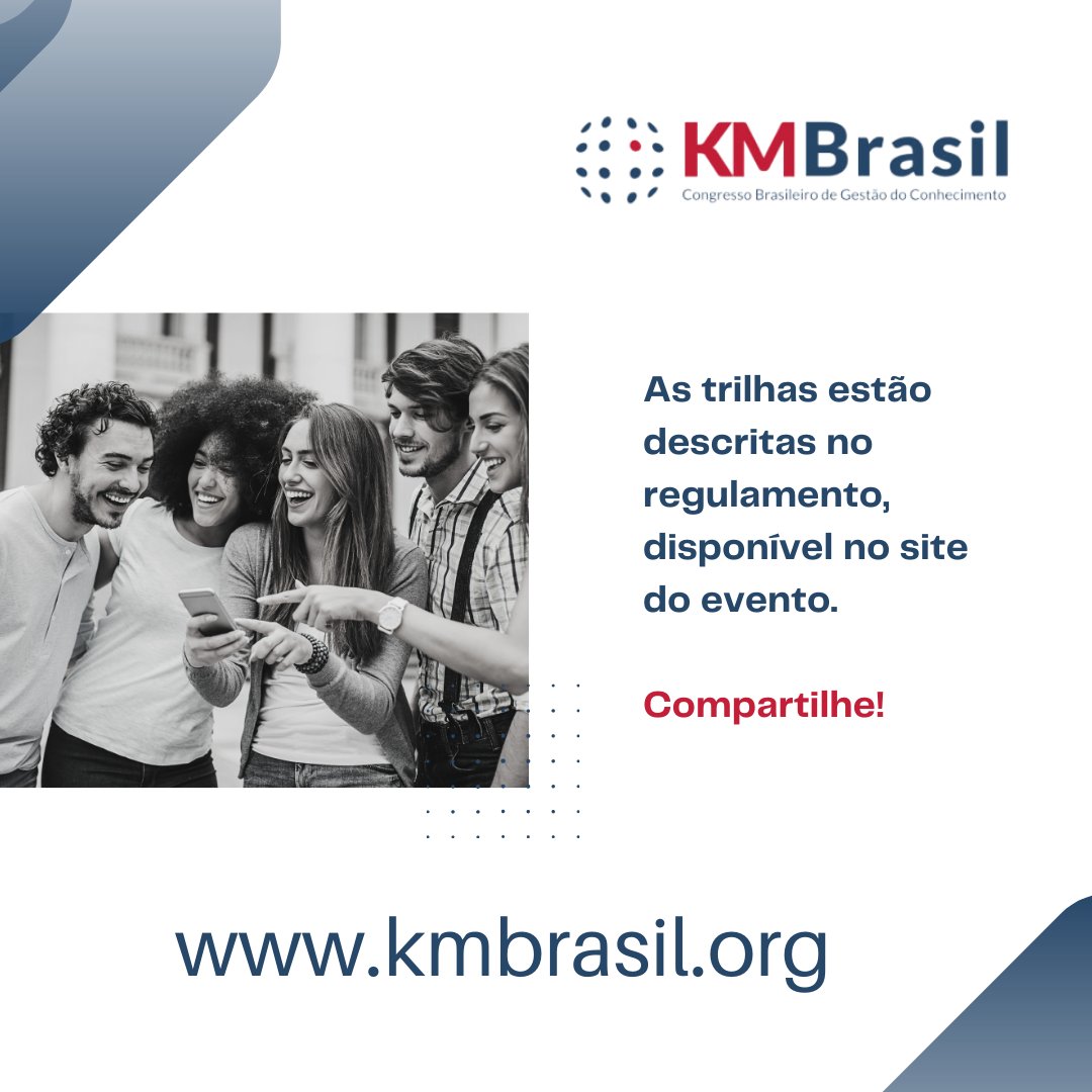 Estão abertas as inscrições para a submissão de trabalhos científicos para o KM Brasil 2023. Acesse o regulamento: doity.com.br/km-brasil-2023…
Compartilhe com a sua rede e faça parte do KM Brasil 2023. 

#gestaodoconhecimento #knowledgemanagement #conceito #prática #educação #gc #km