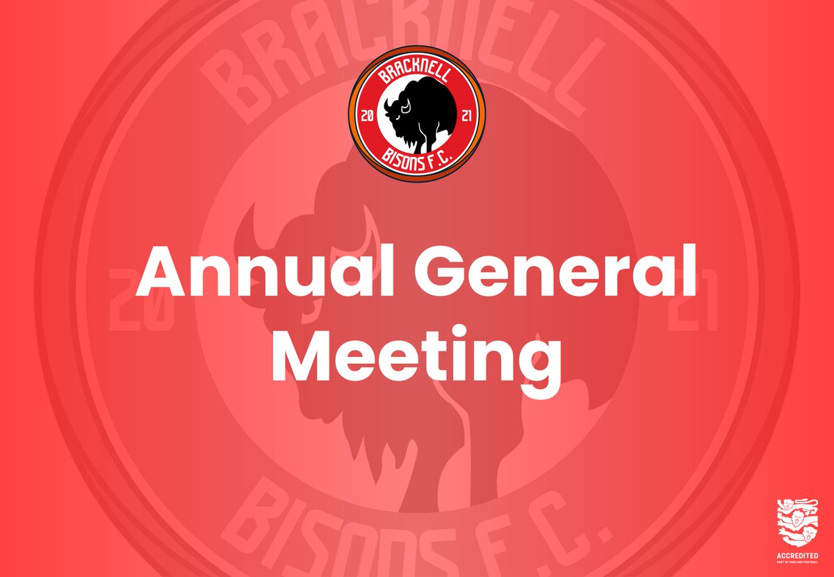 Bracknell Bisons Football Club (@bbisonsfc) on Twitter photo ANNUAL GENERAL MEETING
Today, all members of the club should have received an email regarding details of this years Annual General Meeting.
If your a member but didn't get an email today, please send an email to info.bracknellbisonsfc@gmail.com. ANNUAL GENERAL MEETING
Today, all members of the club should have received an email regarding details of this years Annual General Meeting.
If your a member but didn't get an email today, please send an email to info.bracknellbisonsfc@gmail.com.