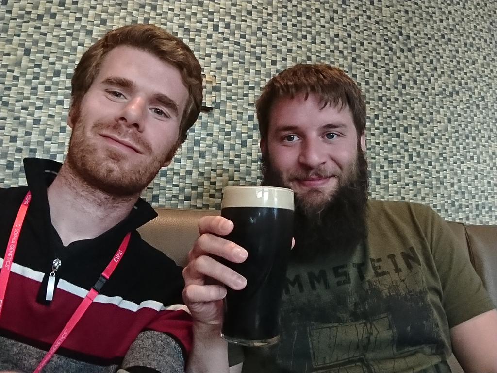 Having a beer at the crown plaza hotel with Emil. Feel free to join #ESHG2023