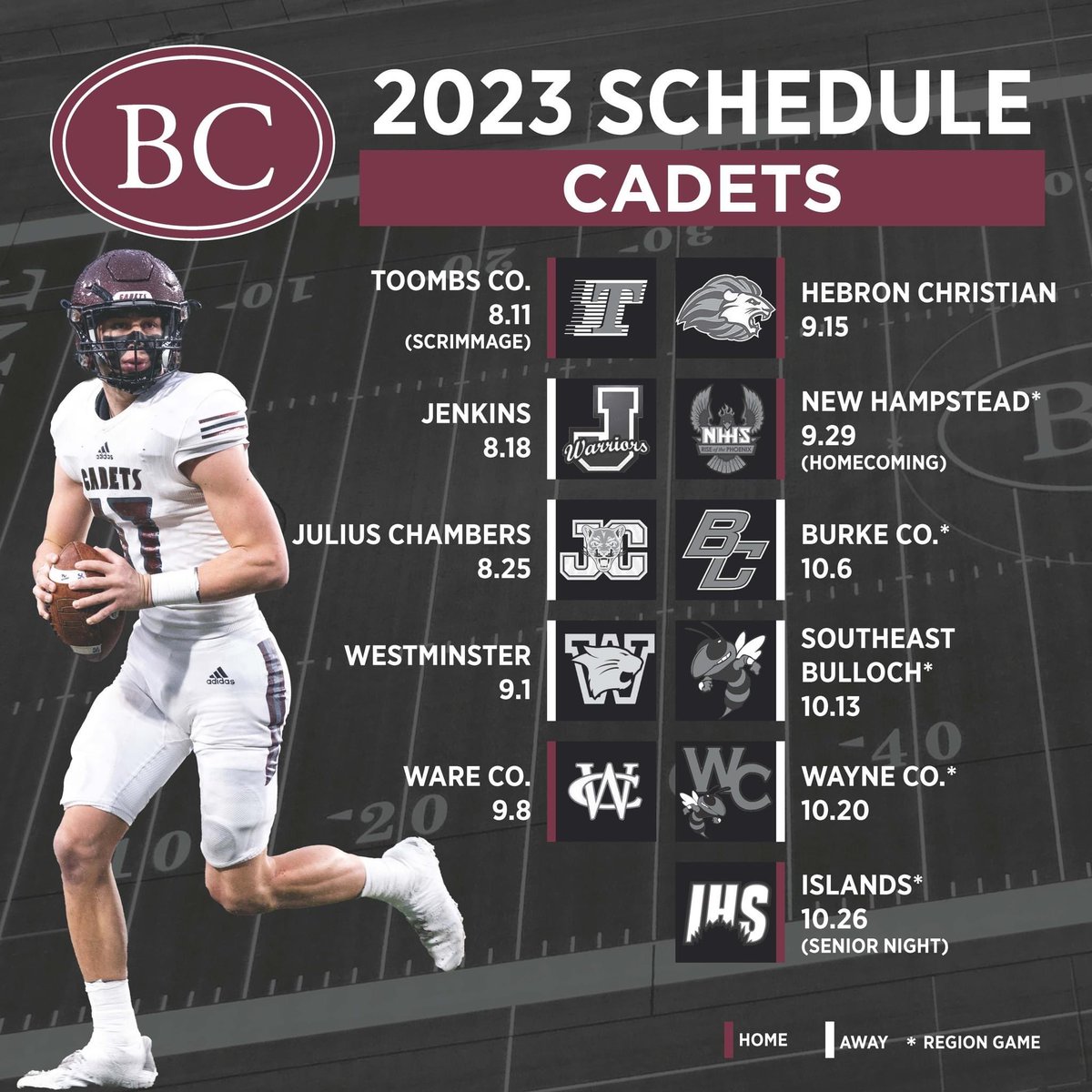 REVISED 2023 BC FOOTBALL SCHEDULE: Instead of playing host to Gadsden (Fla.) on Aug. 25, Benedictine Military School will be in Charlotte, N.C., to play Julius Chambers. #thebc400 #NextLevelBC #Savannah