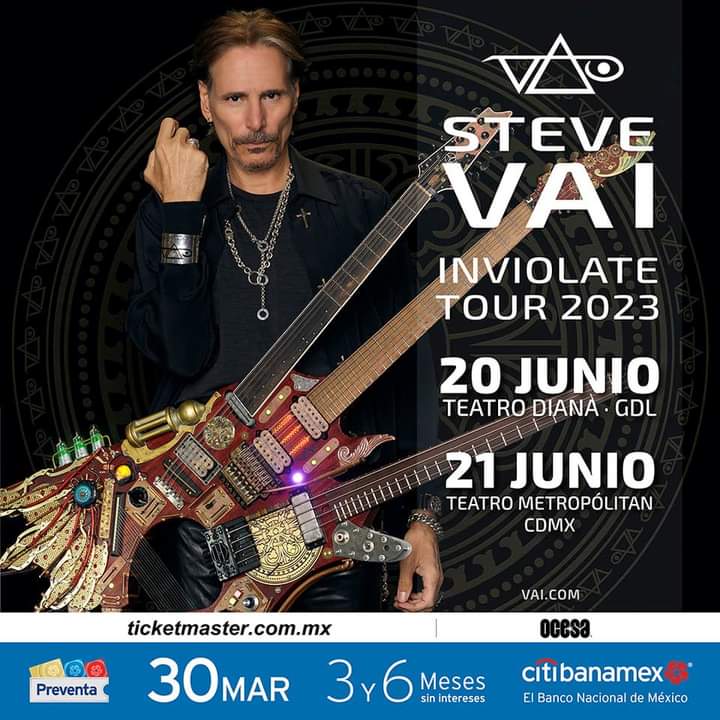 ludikagdl's tweet photo. #Conciertos 
Se acerca el #InviolateTour de @stevevai
El afamado guitarrista llega este martes 20 al @teatrodiana

🎟️ @Ticketmaster_Me
Presentado por #Ocesa https://t.co/xCmJOqsIy1