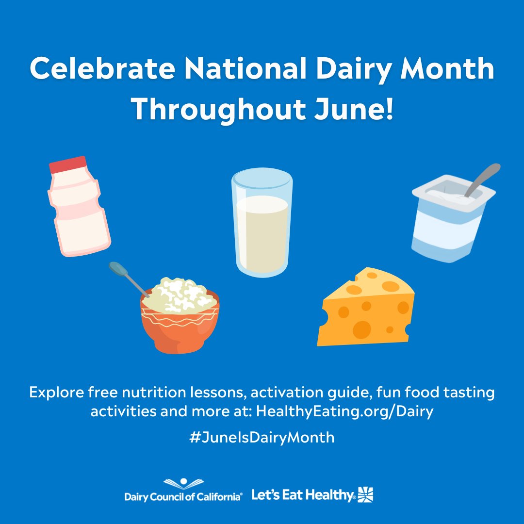 DairyCouncilCA's tweet photo. Celebrate #NationalDairyMonth with us! Download our Activation Guide for activities and resources to make it a memorable one at: https://t.co/HRfHPj1EDr
#JuneIsDairyMonth #DairyMonth #CADairy #Local #LetsEatHealhy https://t.co/8Lrid8cpyn