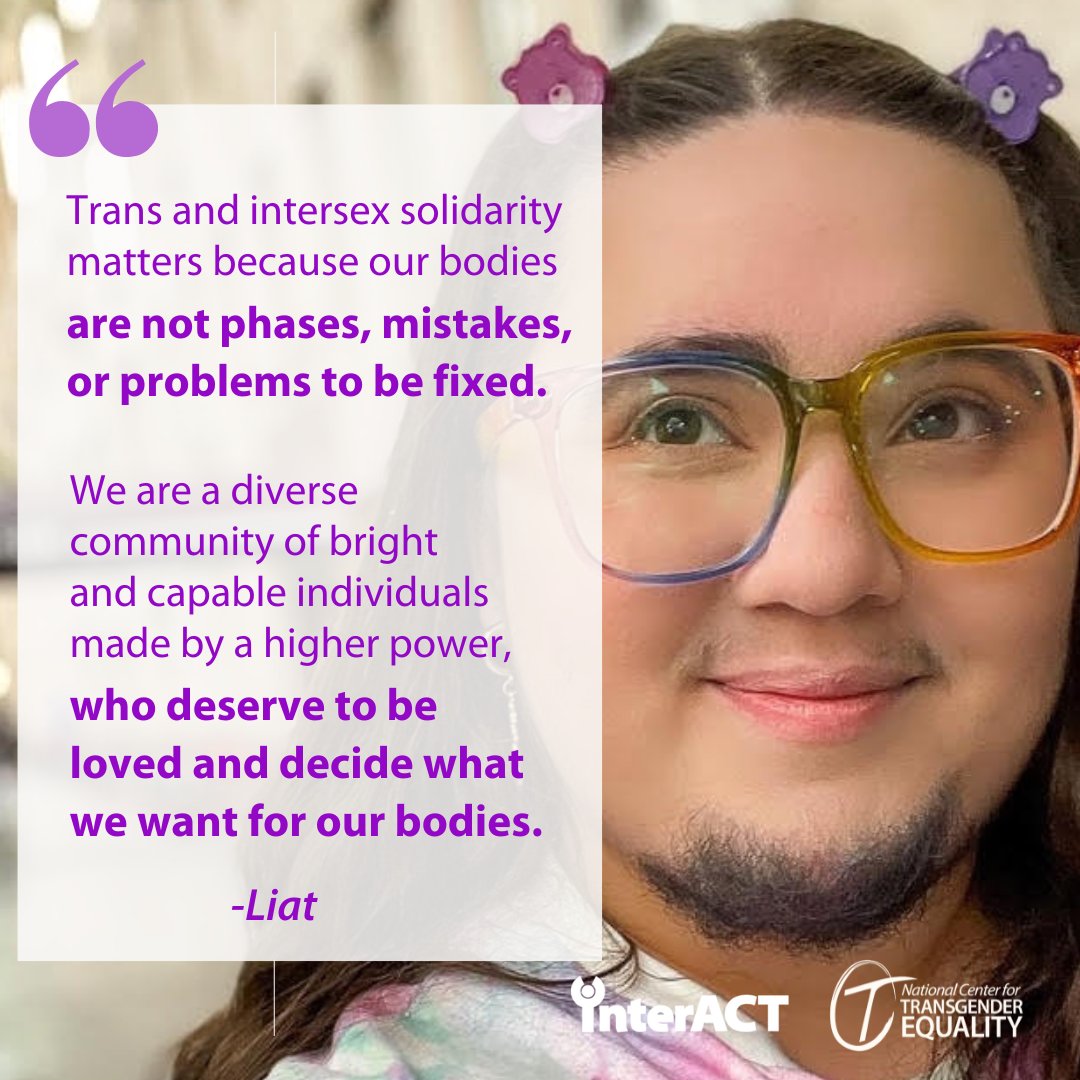 Transgender and intersex youth alike deserve support to grow up who THEY want to be, not who lawmakers want to force them to be. 

🟣 Learn more: linktr.ee/transintersexs… #TransIntersexSolidarity