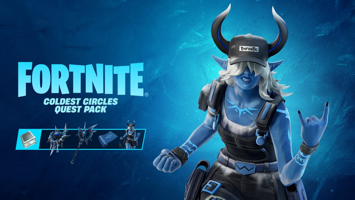 Fortnite's tweet image. The Coldest Circle Quest Pack is thawing out soon 🧊

Don’t miss out claiming this free Pack from your favorite platform store or swing by the Item Shop and snag it before it’s gone!