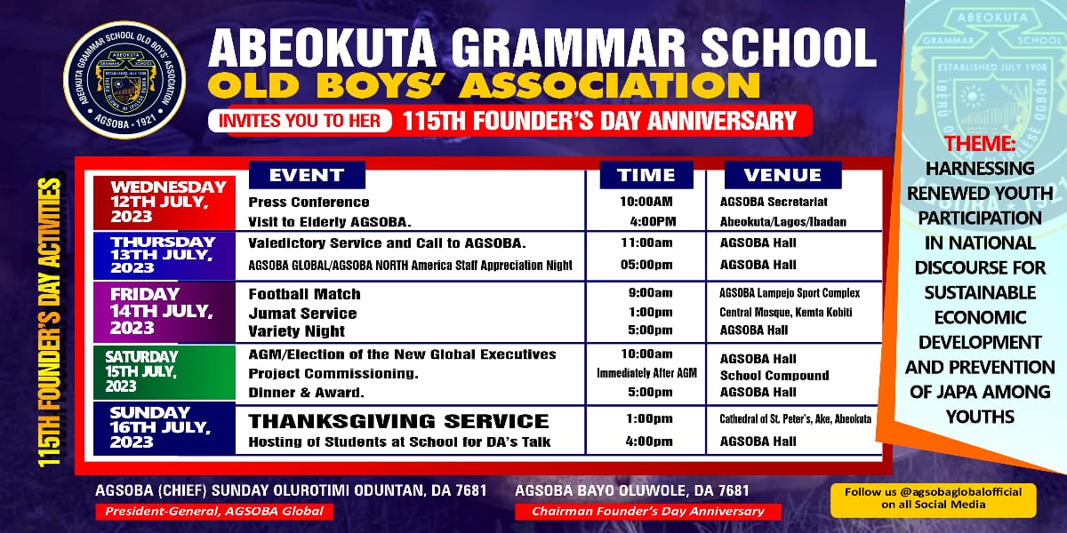 agsobacec's tweet image. #2023Foundersdayishere
#AGSOBA
.
.