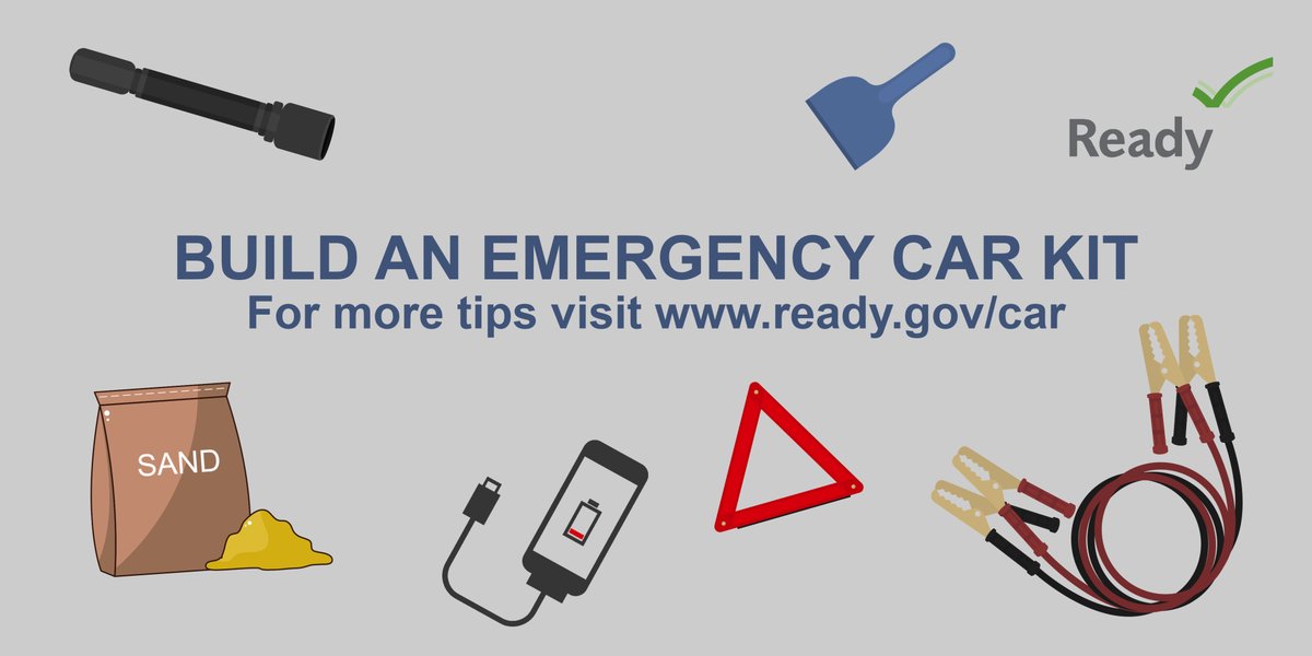 What if severe weather strikes when you're in the car and on the go?

Prepare ahead of time: Have emergency supplies in place in your vehicle.

That way, you have what you need to stay safe in case of an emergency.

#SevereWxPrep