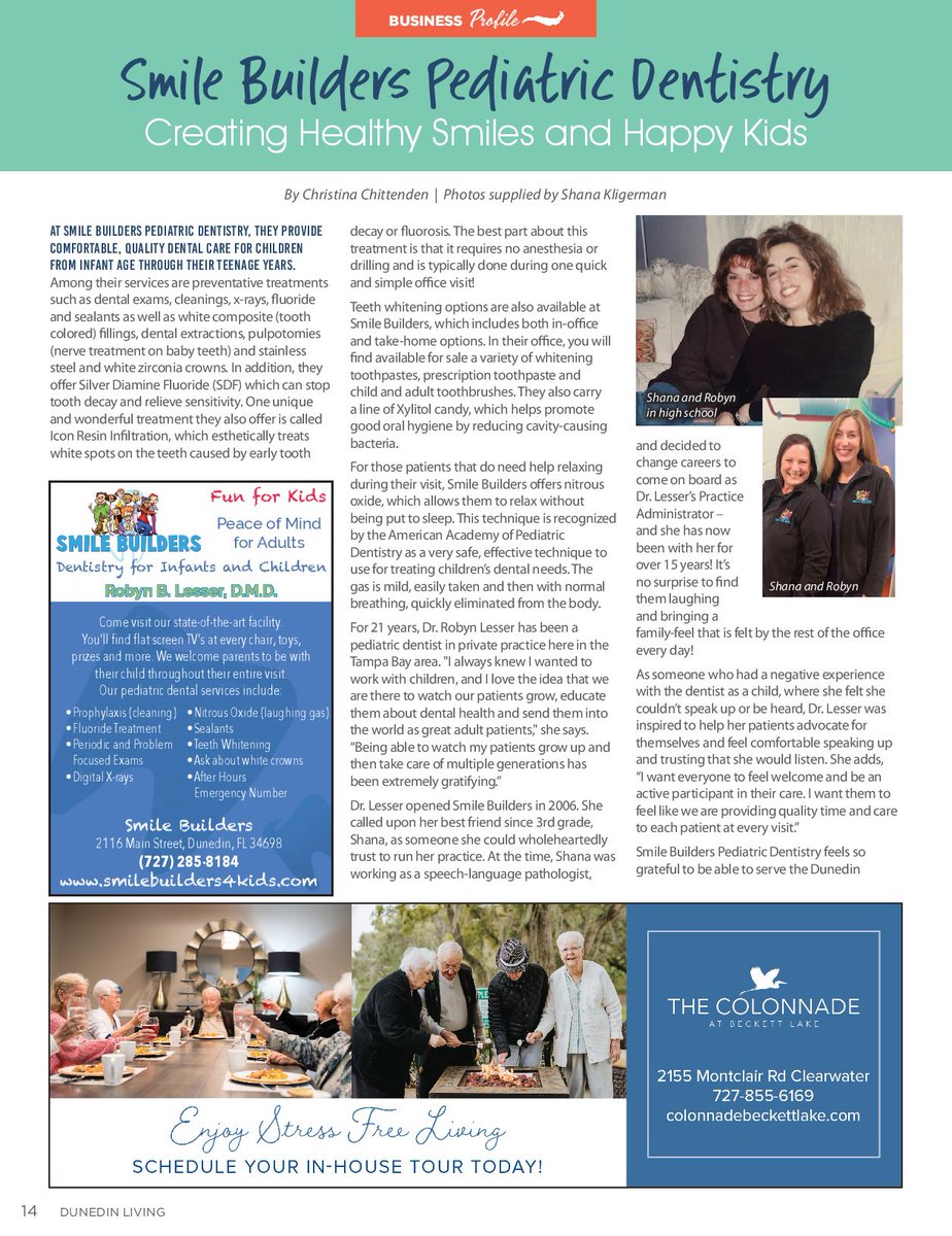 smilebuildersFL's tweet photo. Check out this exciting article in the @DunedinLiving https://t.co/fwy0U6Rt4S
