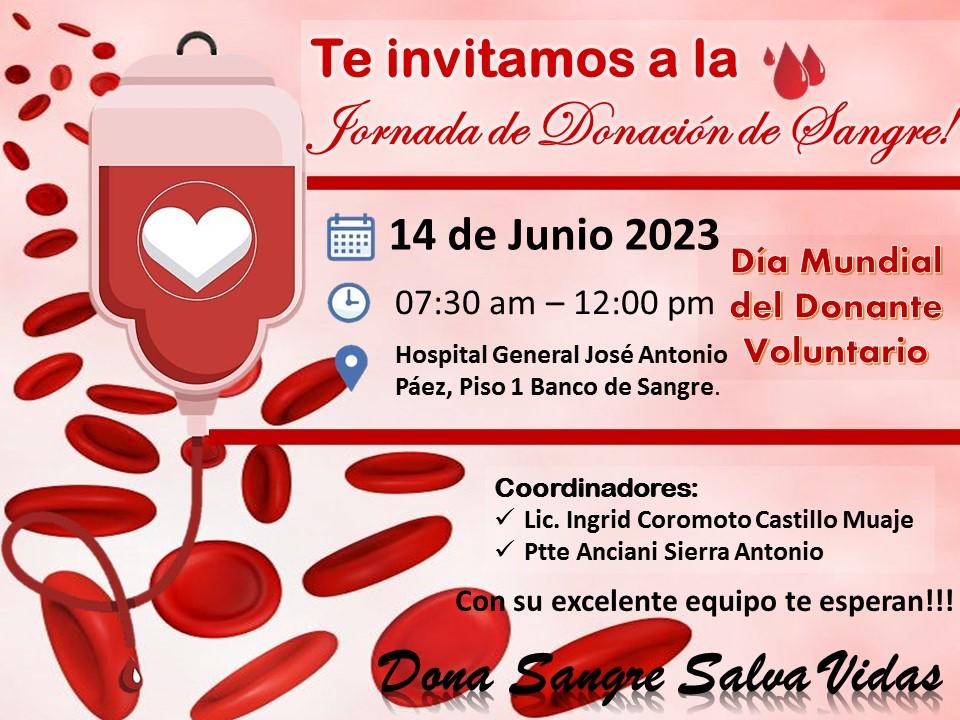 Donar sangre un acto de amor, con cada persona que dona su sangre, se puede salvar por lo menos 3 vidas, Por eso te invitamos este #14Jun a la jornada de Donación de Sangre del @NMAGuasdualito #DigesaludFANBCuidaTuSalud
