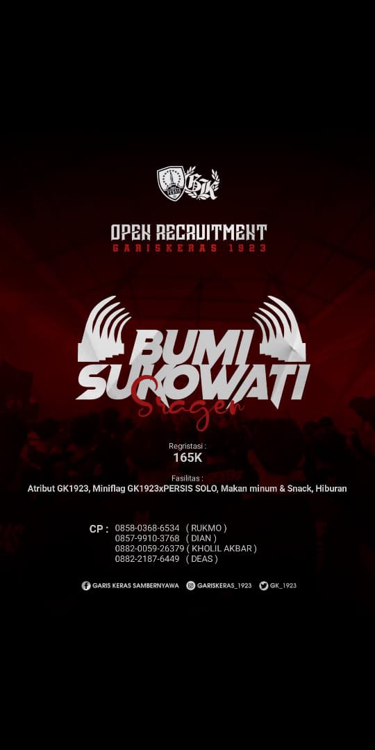 GK_1923's tweet photo. Bagi teman - teman pecinta Persis Solo, yang berdomisili Boyolali, Klaten, Sragen. Ayo gabung di barisan setia Garis Keras Sambernya, Info lebih lanjut silahkan contac nomer yang ada  di postingan. 

Salam Hormat Pantang Mundur ! https://t.co/EYl1IrlNoj
