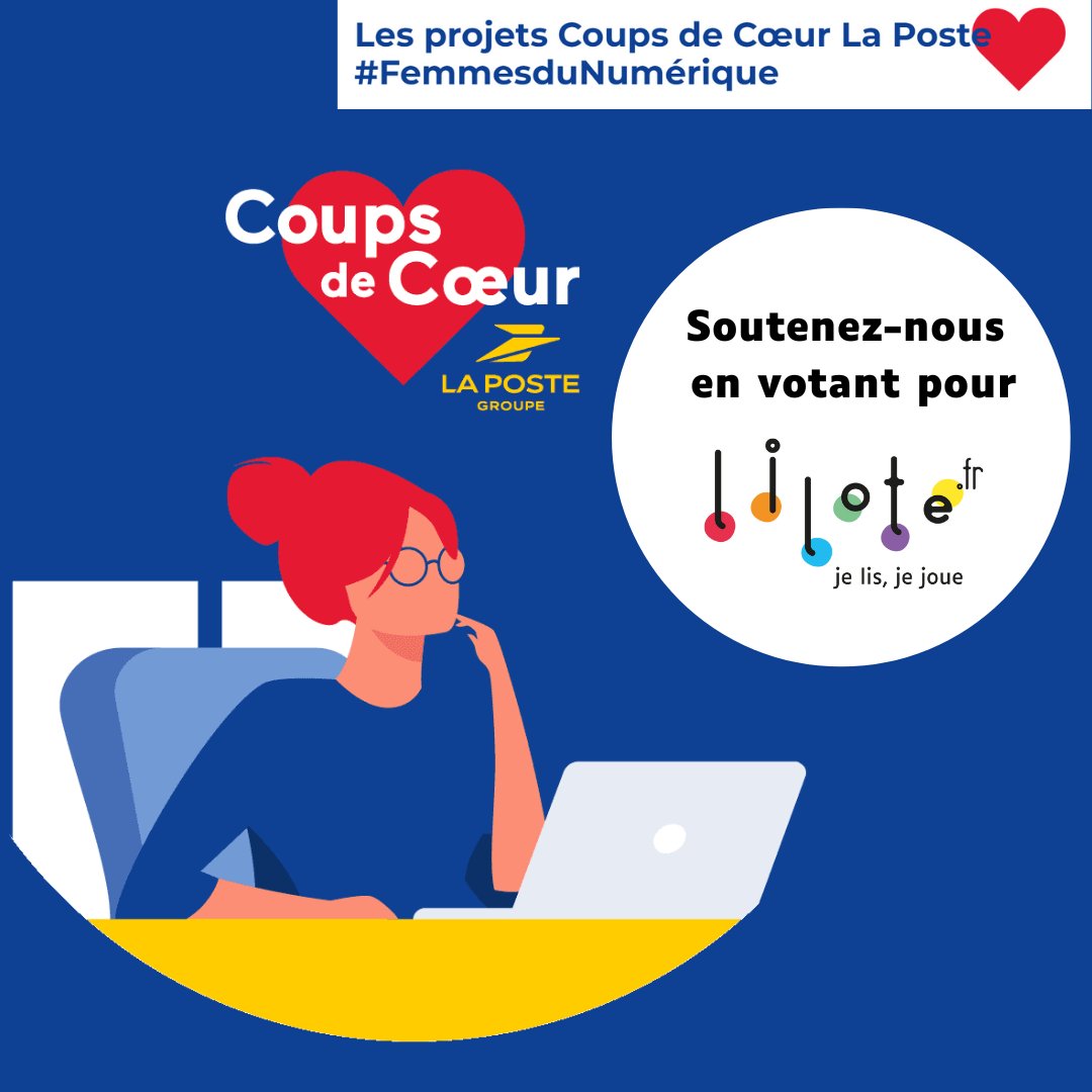 Lilote - Je lis, je joue ! (@lilote_lecture_) on Twitter photo 1000 mercis😍Dernière ligne droite pour Lilote !!!
Vous avez jusqu’au 14 juin 23h59 pour élire Lilote "Super Coup de Cœur National" ! Votez Lilote ici et n'hésitez pas à partager !! lnkd.in/ePu8Teha🙏
#FemmesduNumérique
<a href="/GroupeLaPoste/">La Poste Groupe</a> <a href="/Kissbankers/">KissKissBankBank</a> <a href="/nel_ID/">Nelly Dubois</a> <a href="/GILCORKB/">CORDIER Gilles</a> 1000 mercis😍Dernière ligne droite pour Lilote !!!
Vous avez jusqu’au 14 juin 23h59 pour élire Lilote "Super Coup de Cœur National" ! Votez Lilote ici et n'hésitez pas à partager !! lnkd.in/ePu8Teha🙏
#FemmesduNumérique
<a href="/GroupeLaPoste/">La Poste Groupe</a> <a href="/Kissbankers/">KissKissBankBank</a> <a href="/nel_ID/">Nelly Dubois</a> <a href="/GILCORKB/">CORDIER Gilles</a>