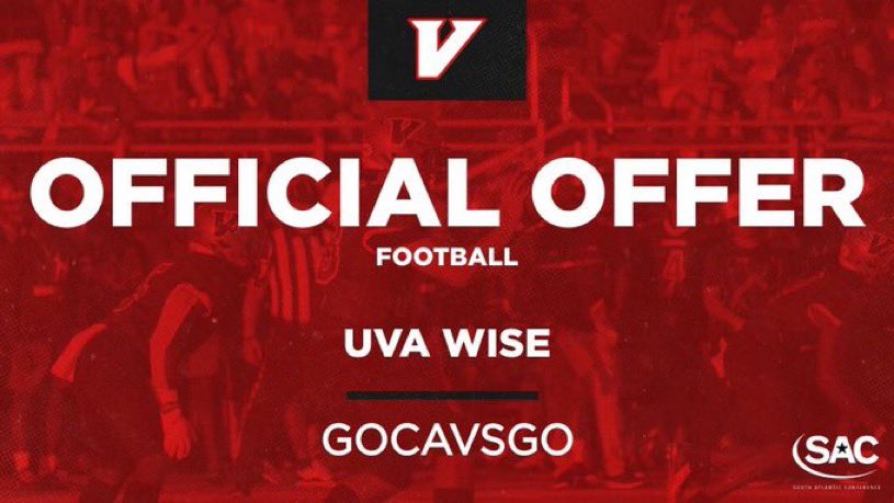 #AGTG I am grateful to receive an offer from @UVAWiseCavsFB 🔴⚪️ Thank you!!🙏🏽 @coachmcompton #GoCavsGo #JK3 #UNTAMED #RAREBREED @RileyElite3 @_Elite3 @CHSDragonsFB @QBHitList @CSmithScout