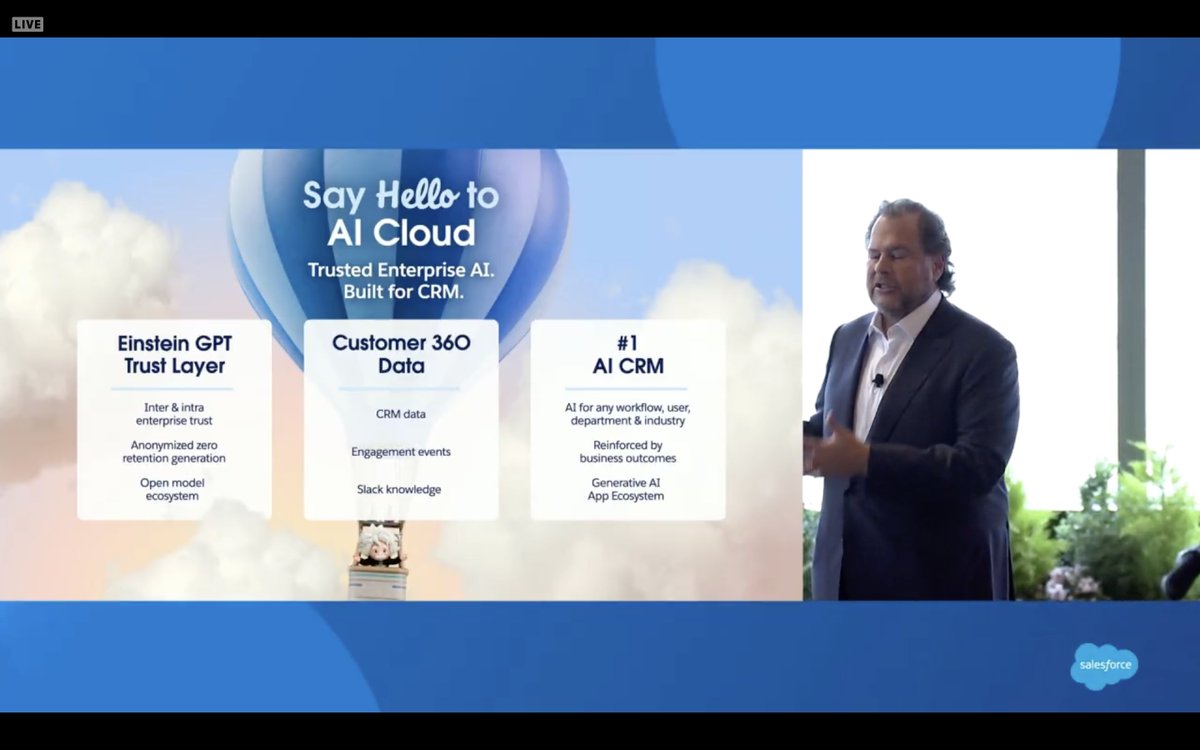 @Salesforce announces new Cloud Offering called AI Cloud - @Benioff !! 
Trust us OUR #1 value !!
@salesforce @SalesforceUK @trailhead @MuleDev 
#Salesforce #mulesoft #ai #GPT