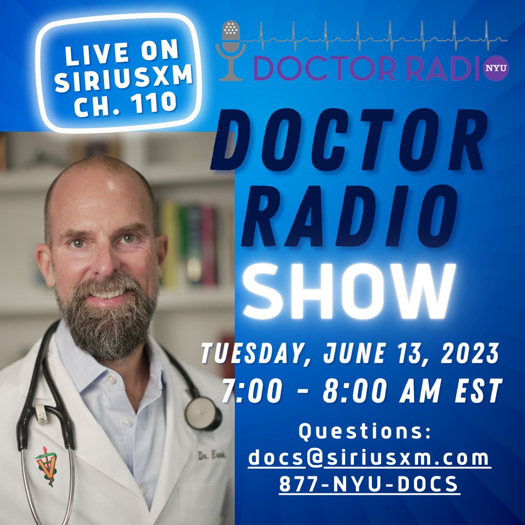 Tomorrow LIVE on <a href="/SIRIUSXM/">SiriusXM</a> <a href="/NYUDocs/">Doctor Radio</a>  channel 110  - Call in with your #pet questions 877-NYU-DOCS, email docs@siriusxm.com or Tweet <a href="/NYUDocs/">Doctor Radio</a>