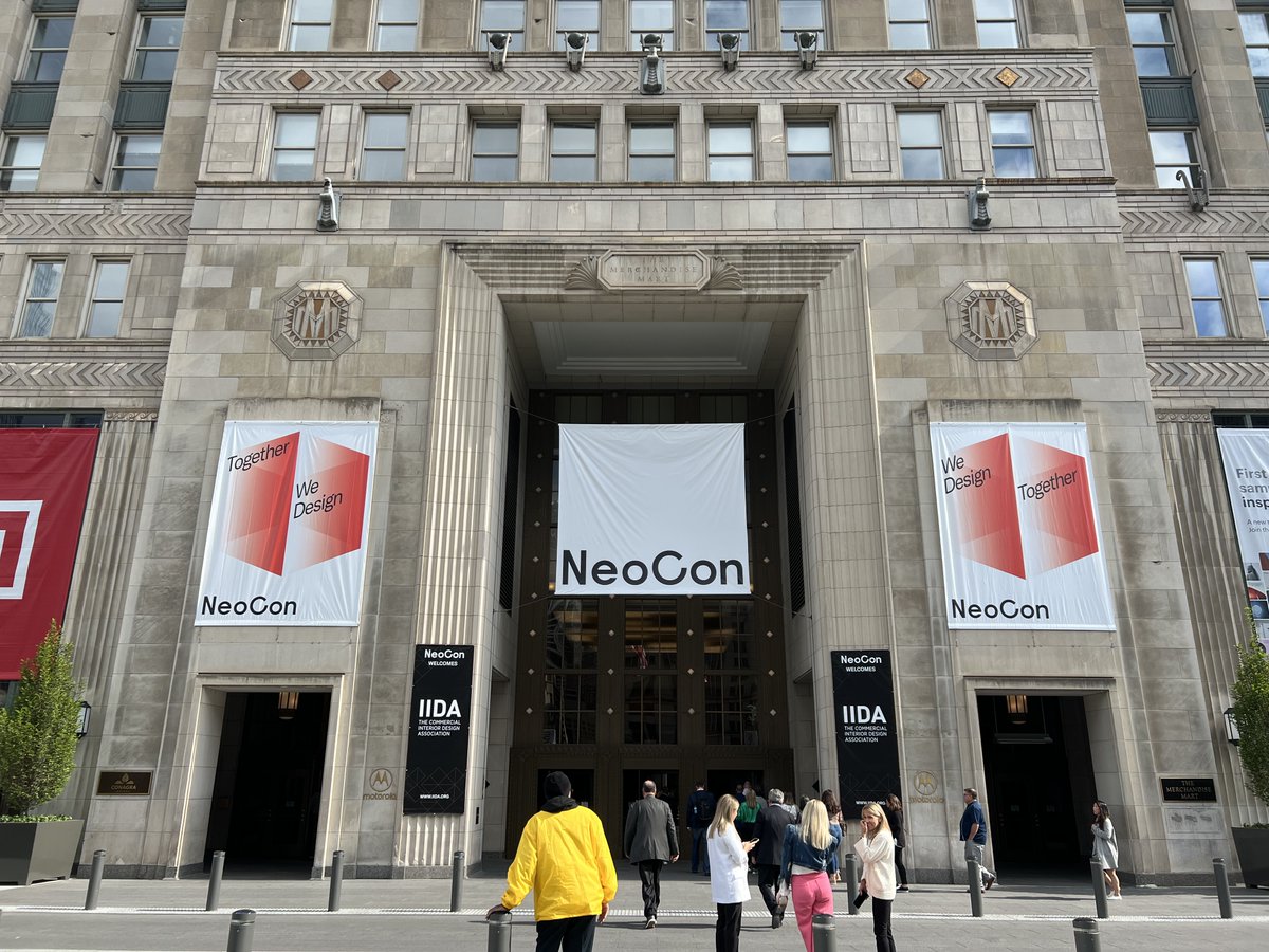 PageThink's tweet image. The #PageInteriors team has arrived at #Neocon2023 – loving the Art Deco design of the Merchandise Mart building, built in 1930, situated at the junction of the Chicago River’s branches.  Looking forward to learning and inspiration!