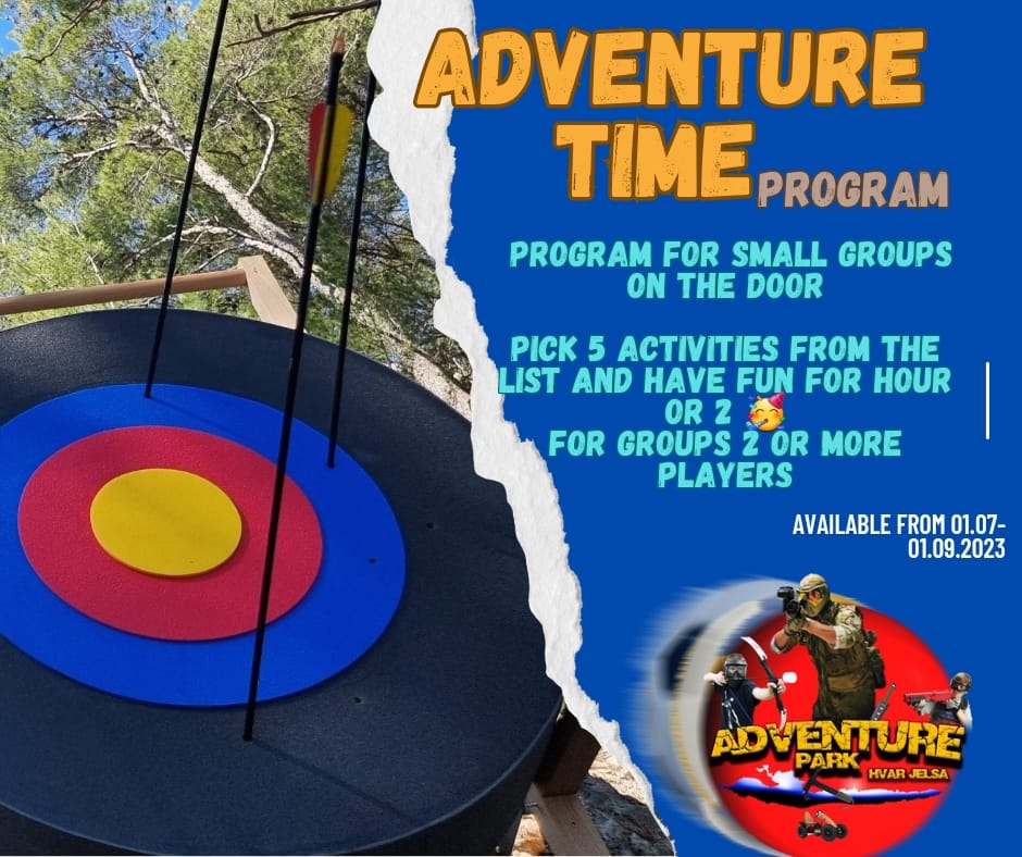 If you want a bit of fun in our #Adventure park on our small #activities this is a perfect choice!
Choose 5 or 10 things to do  (1 or 2 hours program)
and the minimal group is just 2 players!
 #hvar #jelsa  #thingstodoinjelsa #outdooractivities 
#fun #croatia
