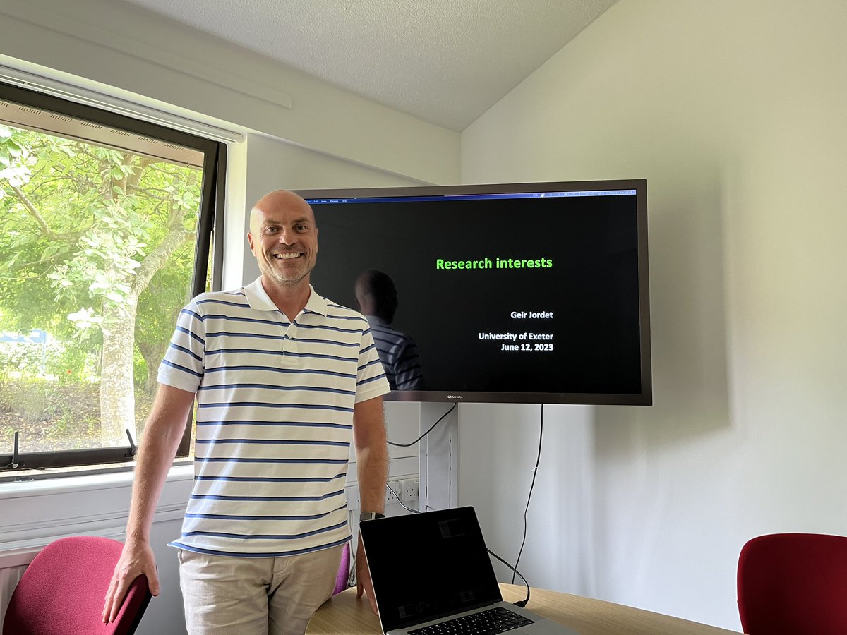 mark wilson (@markwilson_psy) on Twitter photo Great to welcome <a href="/GeirJordet/">Geir Jordet</a> to sunny <a href="/ExeterSENS/">Sport, Exercise & Nutrition Sciences</a> today to discuss (amongst other things) ideas for a cool collaboration on measuring performance variation in football. <a href="/vrexeter/">Virtual Immersive Training And Learning (VITAL)</a> <a href="/David_J_Harris/">David Harris</a> <a href="/samueljamesvine/">Sam Vine</a> <a href="/TomGArthur/">Tom Arthur</a> Great to welcome <a href="/GeirJordet/">Geir Jordet</a> to sunny <a href="/ExeterSENS/">Sport, Exercise & Nutrition Sciences</a> today to discuss (amongst other things) ideas for a cool collaboration on measuring performance variation in football. <a href="/vrexeter/">Virtual Immersive Training And Learning (VITAL)</a> <a href="/David_J_Harris/">David Harris</a> <a href="/samueljamesvine/">Sam Vine</a> <a href="/TomGArthur/">Tom Arthur</a>