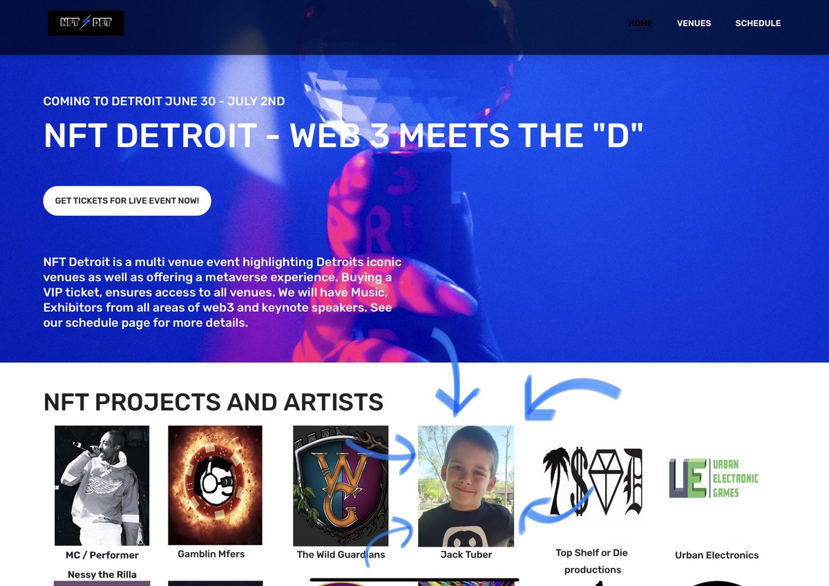 Excited! I just purchased <a href="/NFT_DET/">NFT_Det</a> tickets for my family and I for Saturday, July 1! Check out <a href="/Jack__tuber/">Jacktuber</a> on their front page! Go kiddo go! Looking forward to meeting the Tuber family! <a href="/neil_tuber/">Neil Tuber</a>