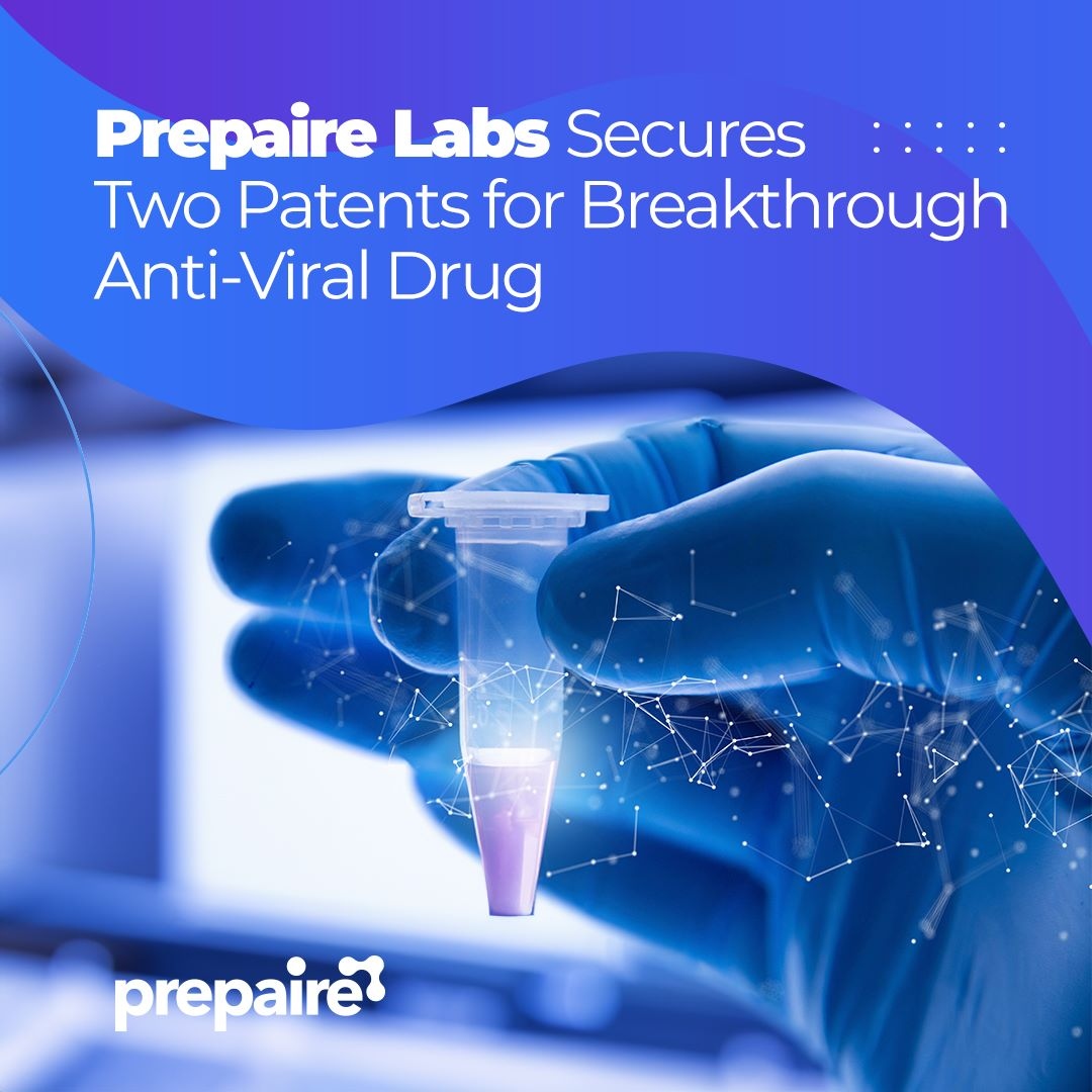 Prepaire_labs's tweet photo. Exciting news from Prepaire Labs! They've received two patents for their new anti-viral drug that effectively combats single-stranded RNA viruses, including SARS Covid-19.
Learn more here https://t.co/jgFjdnEjhI
#PrepaireLabs #antiviraltherapy #healthcare #innovation https://t.co/wfssLH3Gg4