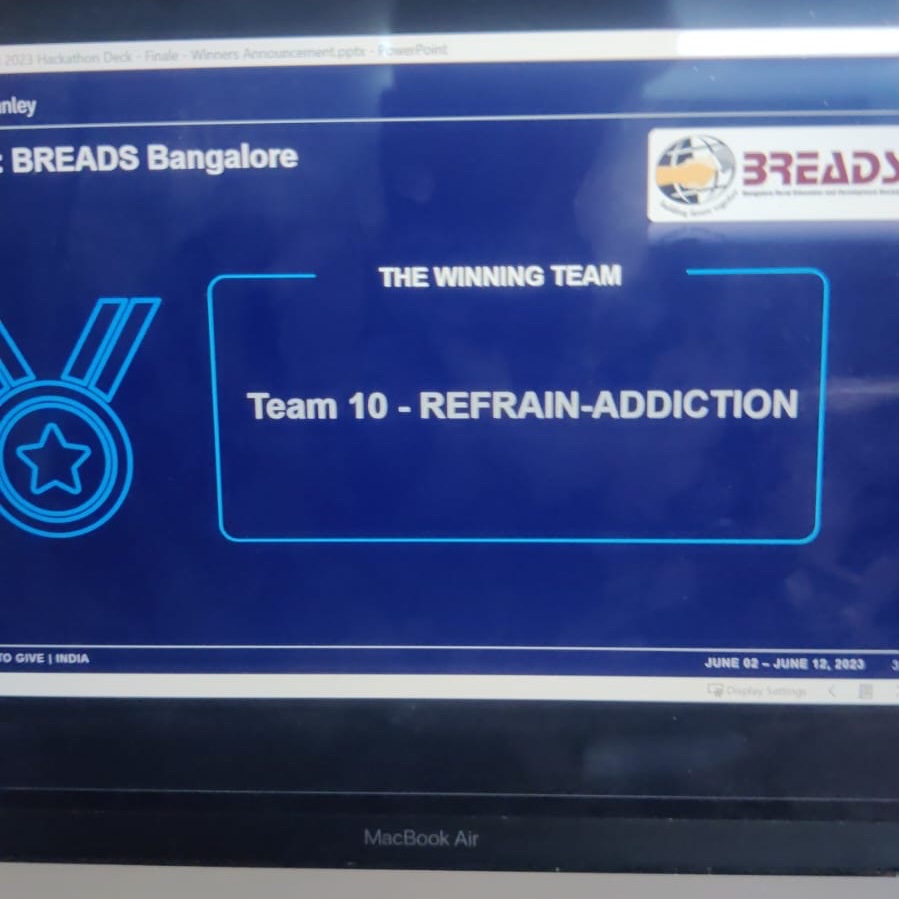 gautam__verma's tweet photo. Hey everyone! I'm excited to share that our team, 'Refrain-Addiction' has won the @MorganStanley #CodeToGive' 23 challenge (BREADS track). Immense thanks to my teammates for their dedication and creativity. Kudos to them🥇🎉
#hackathon #morganstanley #team #DTU #NGOs https://t.co/zMSxsOvIJe