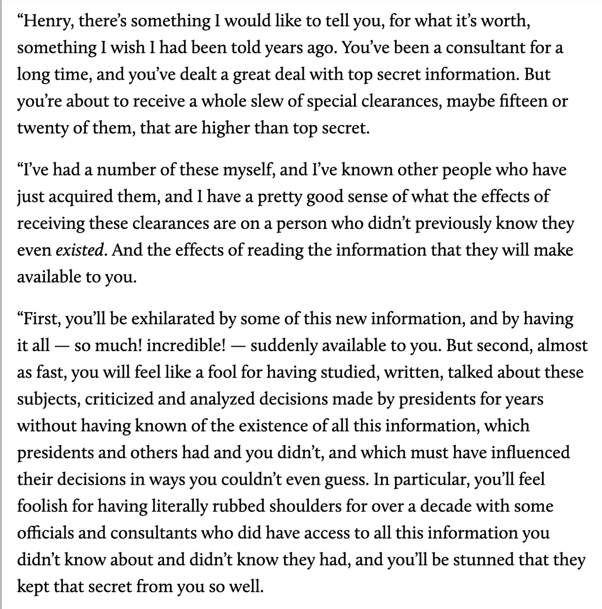 jon_stokes's tweet photo. Apropos of nothing, today I am pondering Ellsberg's famous advice to Kissinger when the latter first got his top secret clearances. https://t.co/6WtGrUXxrP https://t.co/pwmlP7PexQ
