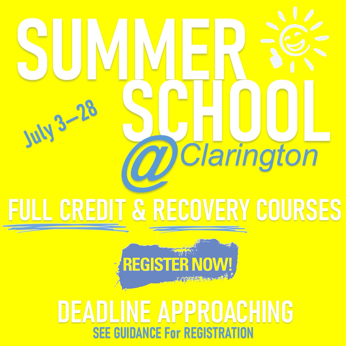 It's not too late to sign up for summer school.  You can recover a credit (35%+) or take an extra credit this July.

Details in Guidance.
