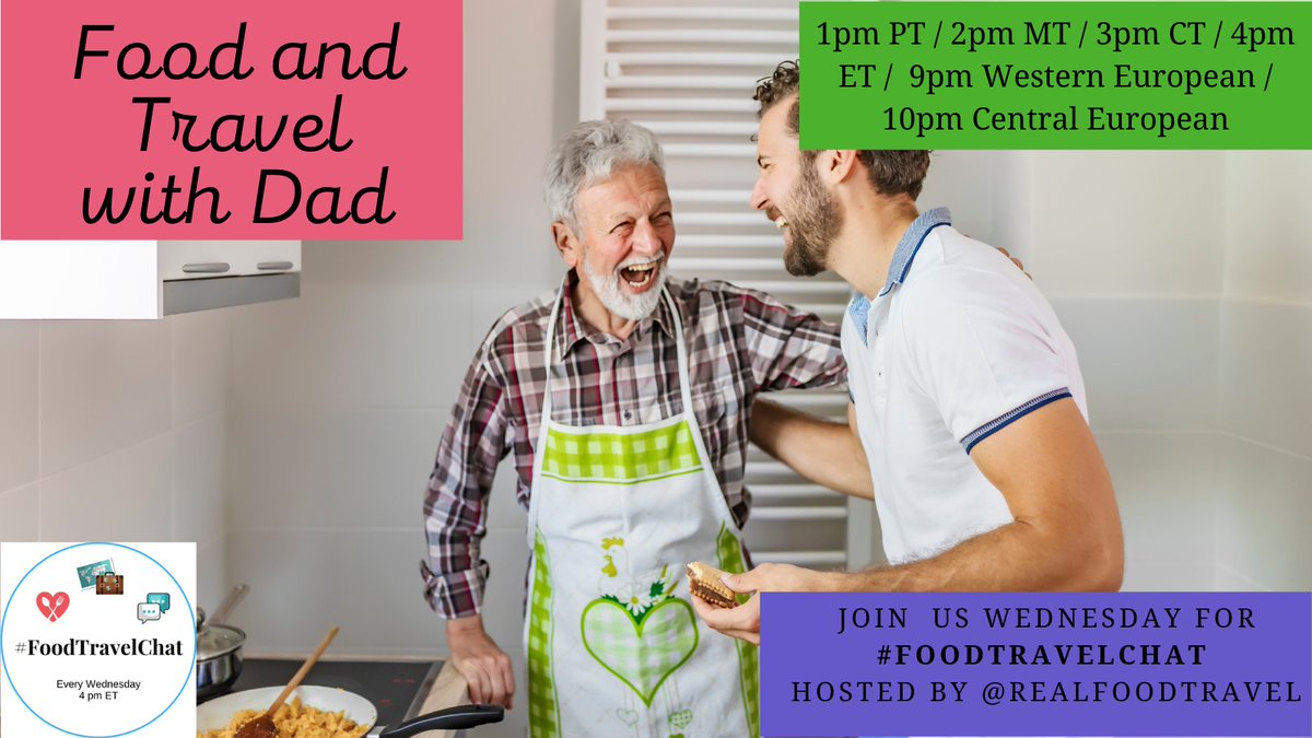 Fill in the blank: Dad makes the best __@___. Join us Wed. to share your answers on #FoodTravelChat with guest host Cynthia of @AdventuringGal Preview the chat below. @CreateTVchannel @crepe_wagon @CruiseNorwegian @curiousdg @dreamofitaly @foodtravelist realfoodtraveler.com/this-week-on-f…
