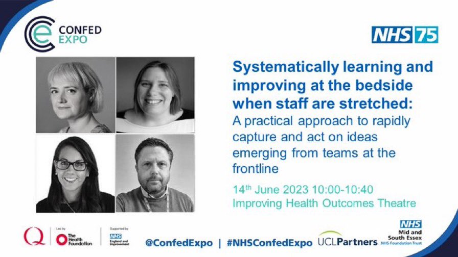 Come and hear about how everyone can be at the frontline of quality improvement @MSEHospitals @ConfedExpo @UCLPartners @MSEImprovement @DrTonyYoung