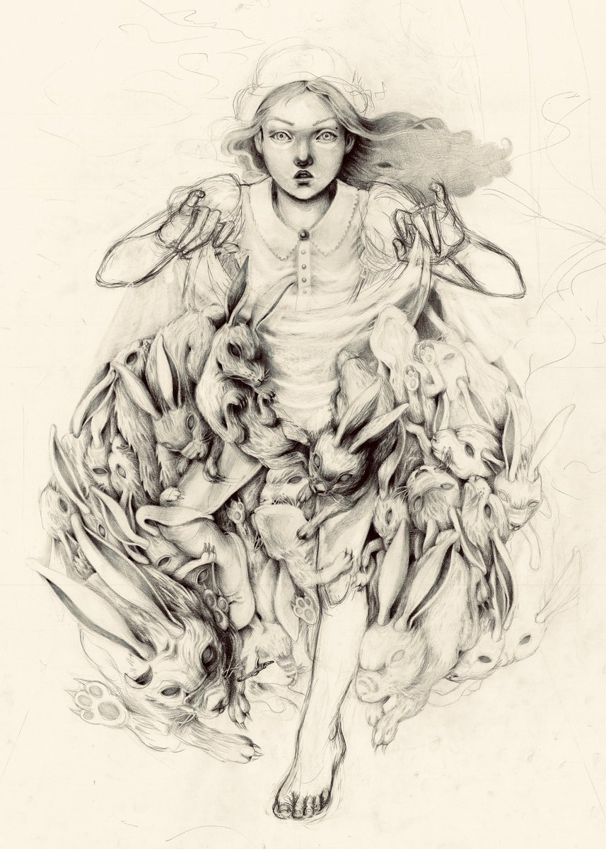DolcePaganne's tweet photo. ‘alice in pains’ graphite sketch🩸🐇 https://t.co/4Kx8dZetCz