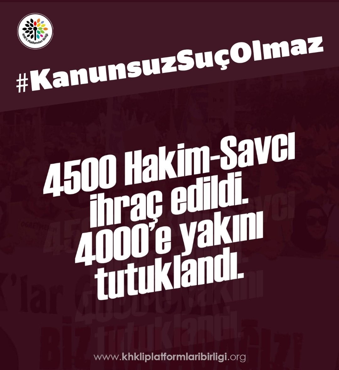 Yasal olan ama sizin menfaatlerinize ters düşen her fiil suç, kanunu uygulamak isteyen herkes suçlu sayıldı 
#KanunsuzSuçOlmaz