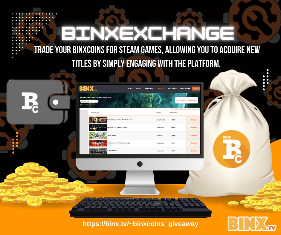 binxtv's tweet photo. Unlock New Gaming Adventures! ๐ฎโจ Trade your BinxCoins for exciting Steam games on BinxExchange. Level up your gaming library effortlessly and discover endless entertainment. Start trading today! #BinxExchange #GameOn
https://t.co/9moY32M8Pe https://t.co/iL852zJ8h0