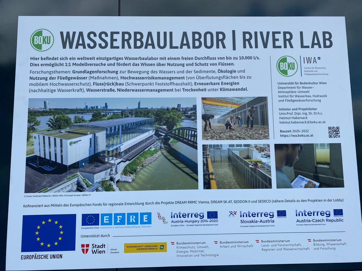 m_schletterer's tweet photo. Today the #opening #ceremony of the new #RiverLab of the Institute of Hydraulic Engineering and River Research (#IWA) @BOKUvienna took place. Congratulations to Prof. Helmut #Habersack! Looking forward to proceed our joint research activities in this great #RiverLab! https://t.co/vdH51QFCEx