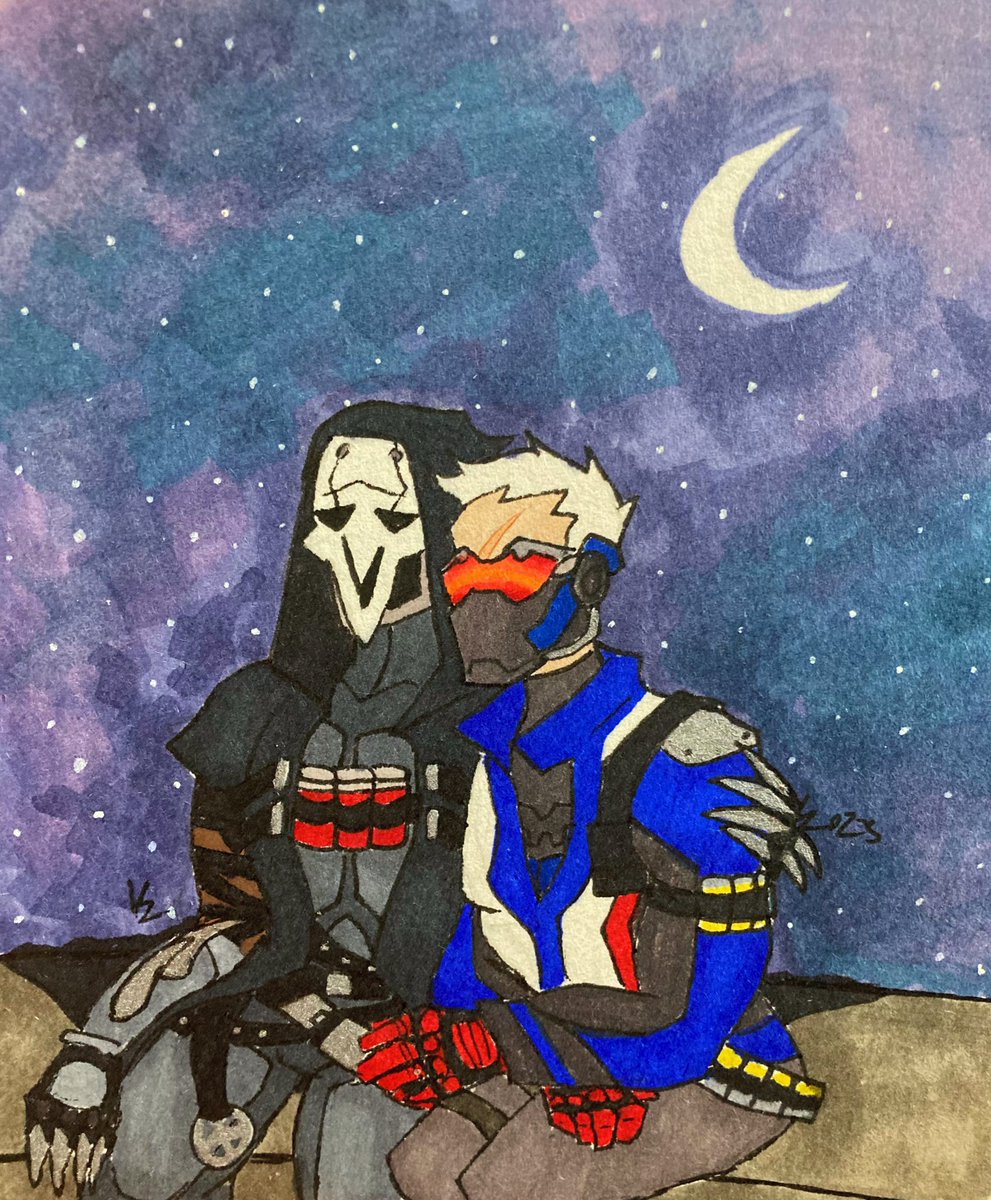 Day 2 of #76Week2023 !! 

Prompt: Night 

I have two versions to make it look more like night time 💚

#JackMorrison #Soldier76 #OverwatchFanart #Overwatch #Reaper76