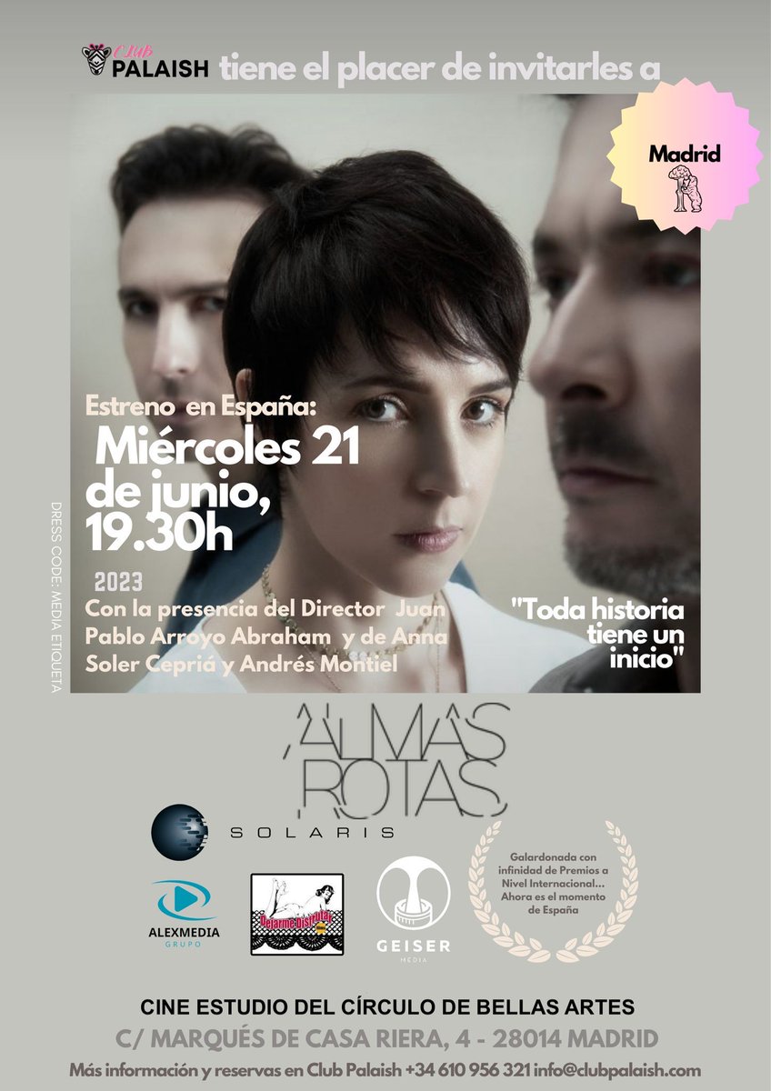 ¡Va la primera!

Tenemos estreno en el Cine Estudio - Círculo de Bellas Artes.

Miércoles 21 de junio a las 19:30 hrs.

Calle Marqués de Casa Riera, 4 28014 Madrid.

¡Te esperamos!

#Cine #CineMichoacano #CineMexicano <a href="/GeiserMedia/">Geiser Media</a> #Solaris <a href="/DDisfrutarFilms/">dejarme disfrutar films</a> <a href="/cbamadrid/">Círculo de Bellas Artes - Casa Europa</a>