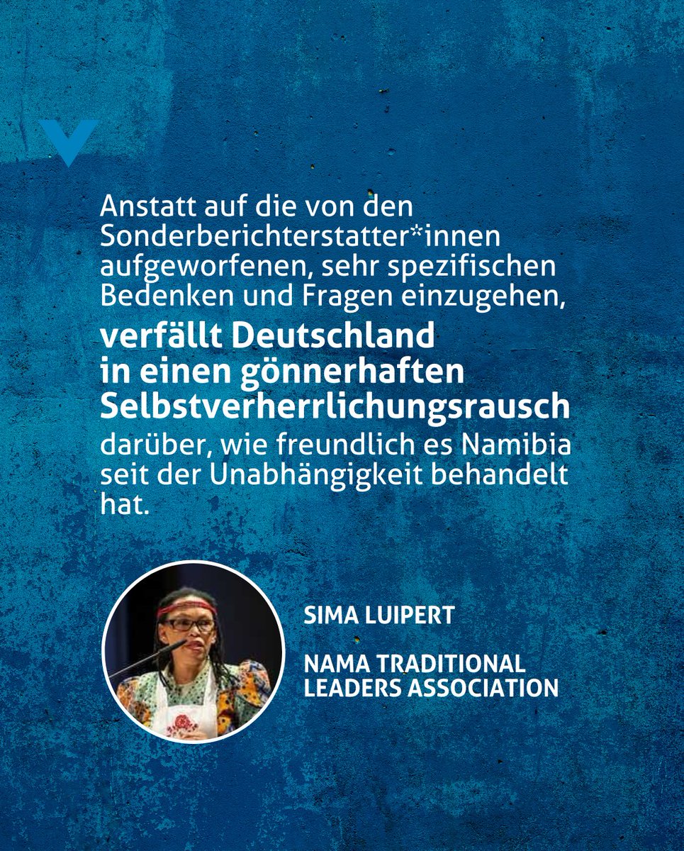 Völkermord verjährt nicht! 

<a href="/Simaluipert/">Sima Luipert</a> über die Antwort der deutschen #Bundesregierung an die UN-Sonderberichterstatter zum #Namibia-Abkommen: 

#HereroNama
