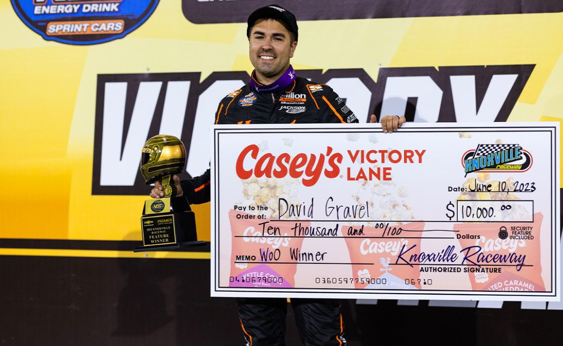 Congratulations to @DavidGravel and BigGame on their WoO win over the weekend at @knoxvilleraces. #TeamAndrews #QuickChangeGears