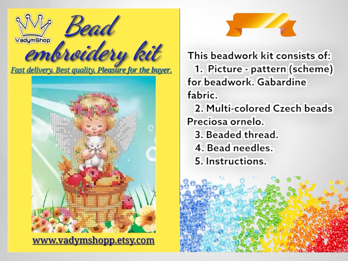 Small Bead embroidery kit 'Angel with fruits'. See more in my shop
etsy.com/VadymShopp/lis…
#diycraftkit
#beadedembroidery
#beadedneedlework
#beadworkkit
#diybeadkit
#embroiderypattern
#embroiderykit
#beadembroiderykit
#beadingpicture
#beadingpattern
#beadedangel
#embroideryangel