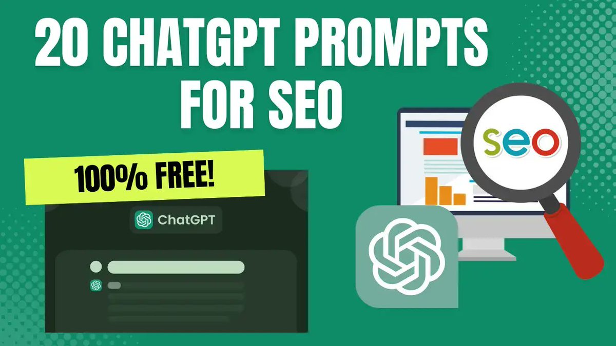 20 ChatGPT Prompts For SEO: Supercharge Your Rankings! youtu.be/lK98TbRaIrk via @YouTube #ChatGPT #SEO #SEOPrompts #ChatGPTforSEO #SEOStrategy #SERPRankings #SEOTips #SEOTricks #SEOMastery #SEOGuides