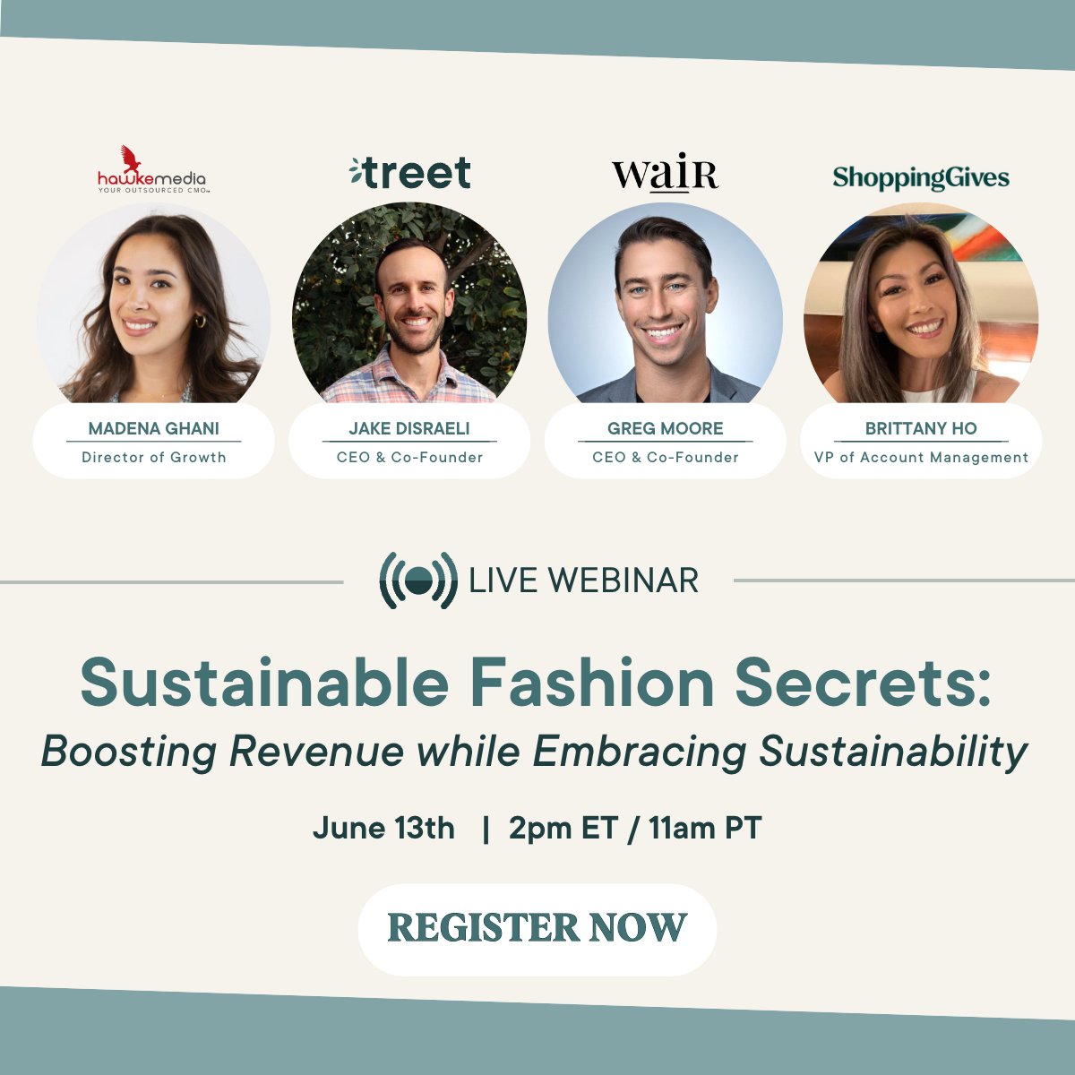 Tomorrow's sustainability in fashion webinar was already stacked with experts, but we also added Brittany Ho from <a href="/ShoppingGives/">ShoppingGives</a> to the panel! If you can't make it live, sign-up and you'll get access to the recording and the full deck of secrets. If you have a question you'd like