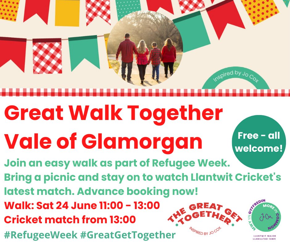moreincommonll1's tweet photo. ๐๐ฅณ๐ฅพCountdown to #Ashes2023 ...
Let's get into the spirit! After our #GreatWalkTogether in the #Vale we'll be watching #llantwit play.
Join us & bring a picnic. Howzat! Registerโก๏ธhttps://t.co/tR1oqThwVr
#greatgettogether #RefugeeWeek #Cricket
๐ณ๏ธโ๐๐ด๓ ง๓ ข๓ ท๓ ฌ๓ ณ๓ ฟ๐บ๐ฆ๐ธ๐พ๐ฆ๐ซ๐ https://t.co/DAKlQLlHLL