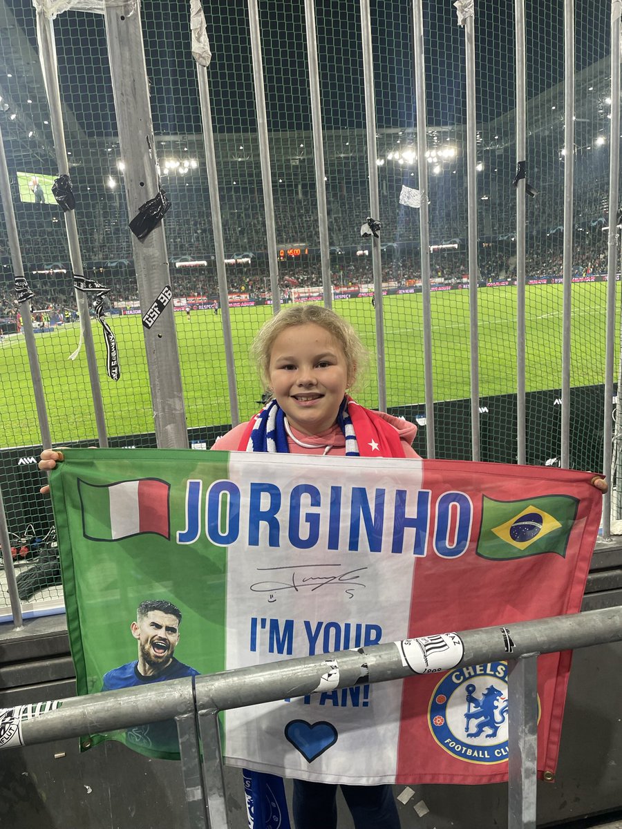 diddie's tweet photo. @ChelseaFC Madrid, Dortmund and Salzburg away for my 10 year old daughter! Not missed many home or away this season 💪💙 https://t.co/2ItGpYXkn7