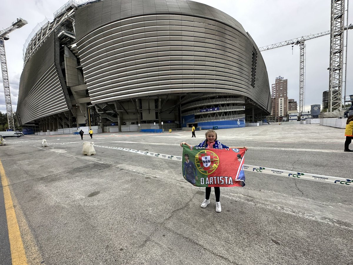 diddie's tweet photo. @ChelseaFC Madrid, Dortmund and Salzburg away for my 10 year old daughter! Not missed many home or away this season 💪💙 https://t.co/2ItGpYXkn7