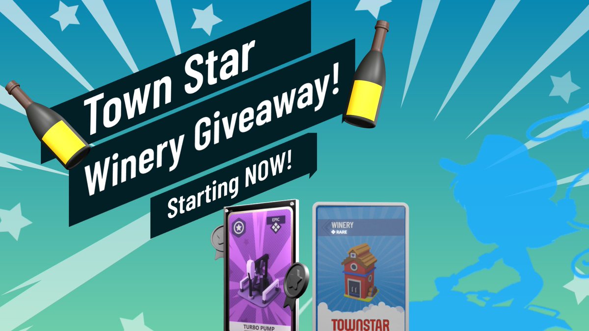 Town Star (@townstargala) on Twitter photo The Winery Giveaway has begun!🚨
🏆Prizes: 2x Rare Wineries & 1x Epic Turbo Pump
How to enter:
Follow <a href="/TownStarGame/">justinwrites</a>
Like/RT this tweet
Tweet your fav TS NFT w/ #TownStarNFT
Visit @playtownstar on Instagram
Be in the <a href="/GoGalaGames/">Gala Games</a> Discord server
Enter👇
gleam.io/nussg/town-sta… The Winery Giveaway has begun!🚨
🏆Prizes: 2x Rare Wineries & 1x Epic Turbo Pump
How to enter:
Follow <a href="/TownStarGame/">justinwrites</a>
Like/RT this tweet
Tweet your fav TS NFT w/ #TownStarNFT
Visit @playtownstar on Instagram
Be in the <a href="/GoGalaGames/">Gala Games</a> Discord server
Enter👇
gleam.io/nussg/town-sta…